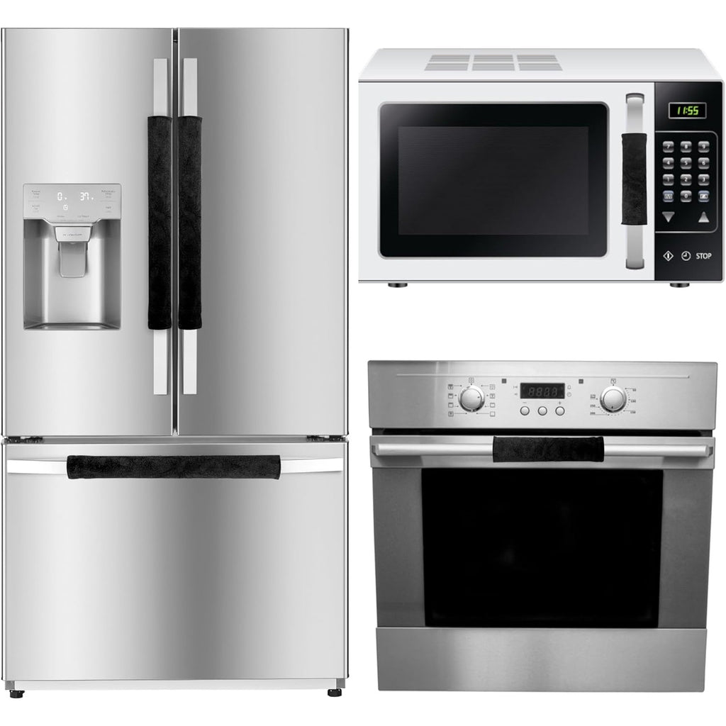 4 Refrigerator Handle Covers 15.74" x 5.5" and 2 Microwave Handle Covers 6.5" x 4.5" - Black