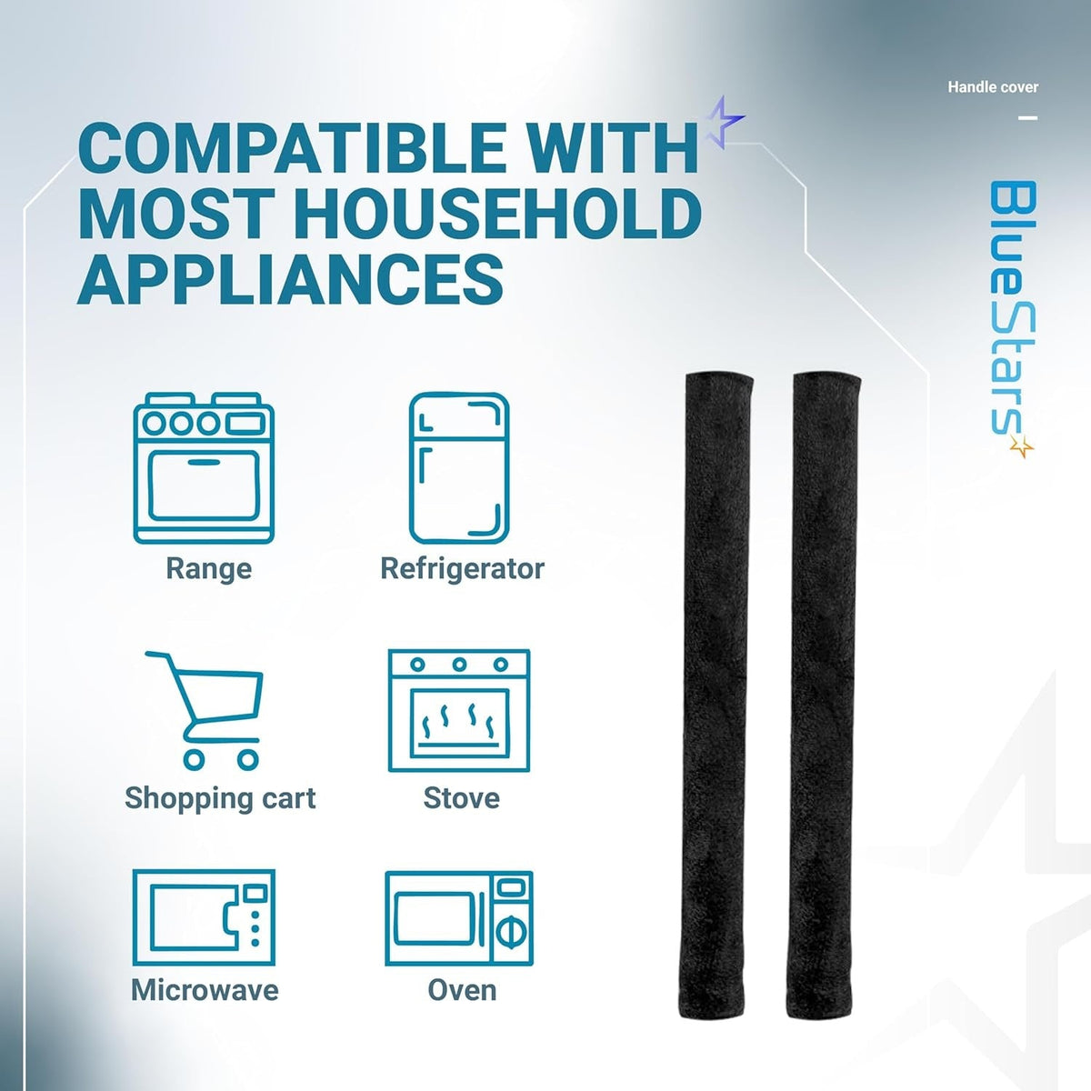 4 Refrigerator Handle Covers 15.74" x 5.5" and 2 Microwave Handle Covers 6.5" x 4.5" - Black