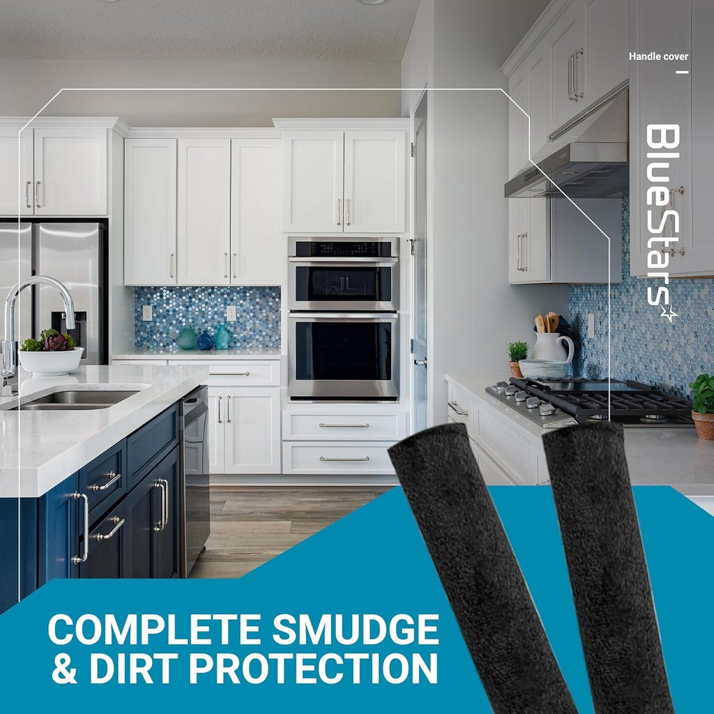 4 Refrigerator Handle Covers 15.74" x 5.5" and 2 Microwave Handle Covers 6.5" x 4.5" - Black
