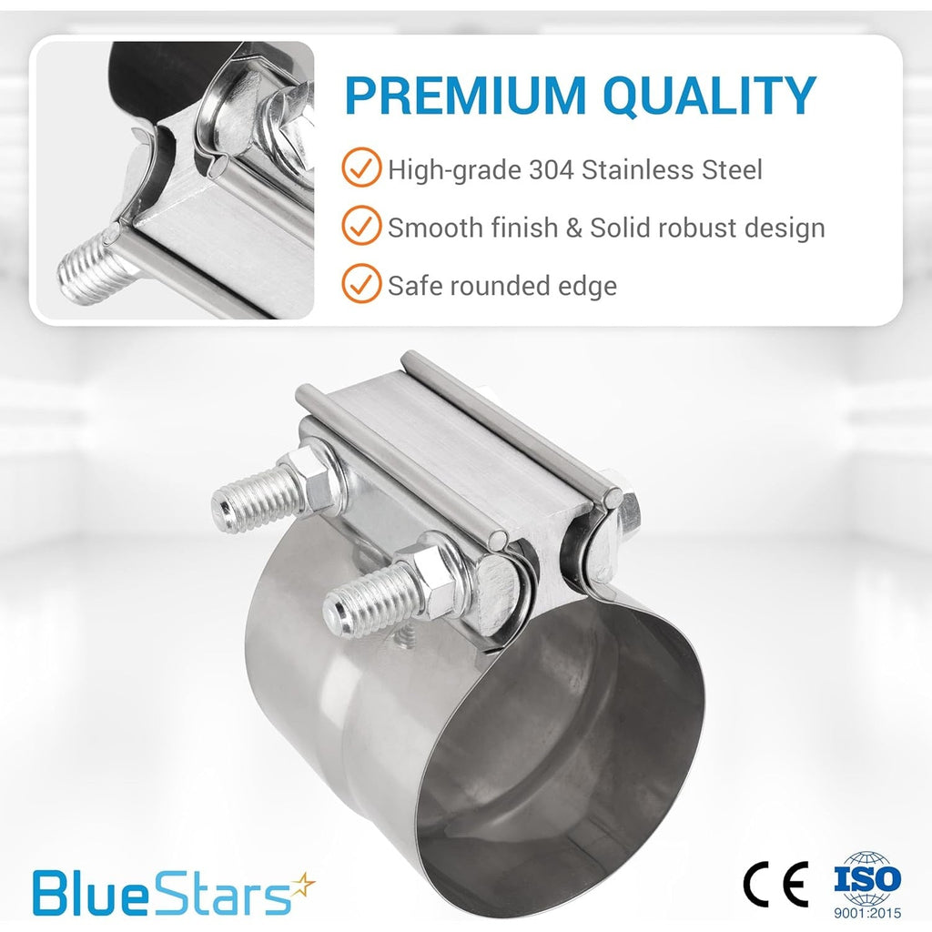 3" Lap Joint Band Clamp with 304 Stainless Steel - 2 Pack