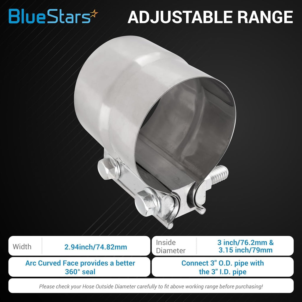 3" Lap Joint Band Clamp with 304 Stainless Steel - 2 Pack