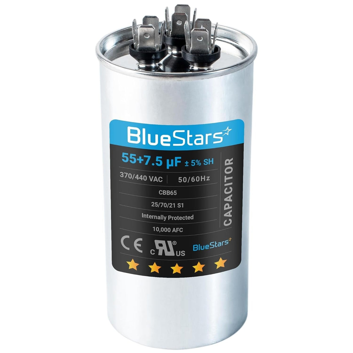 55+7.5 uF 370/440VAC ±5% CBB65B Dual Run Capacitor - Replaces C35575R