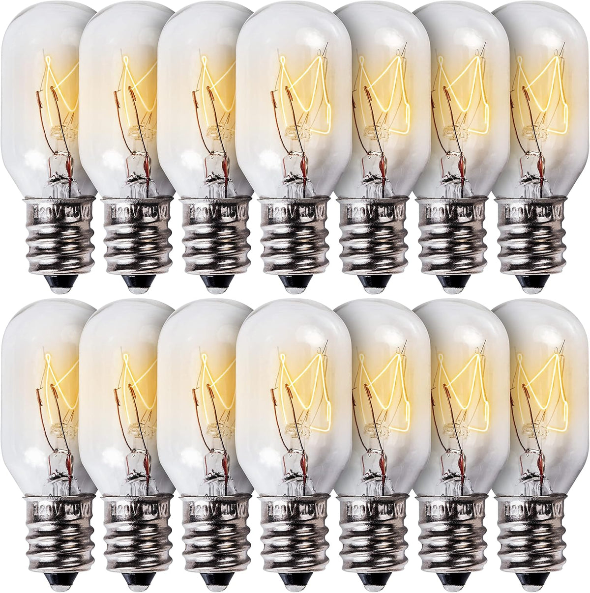 E12 T20 15W Salt Lamp Bulbs 120V 2700K for Himalayan Lamps Wax Warmers - 14 Pack