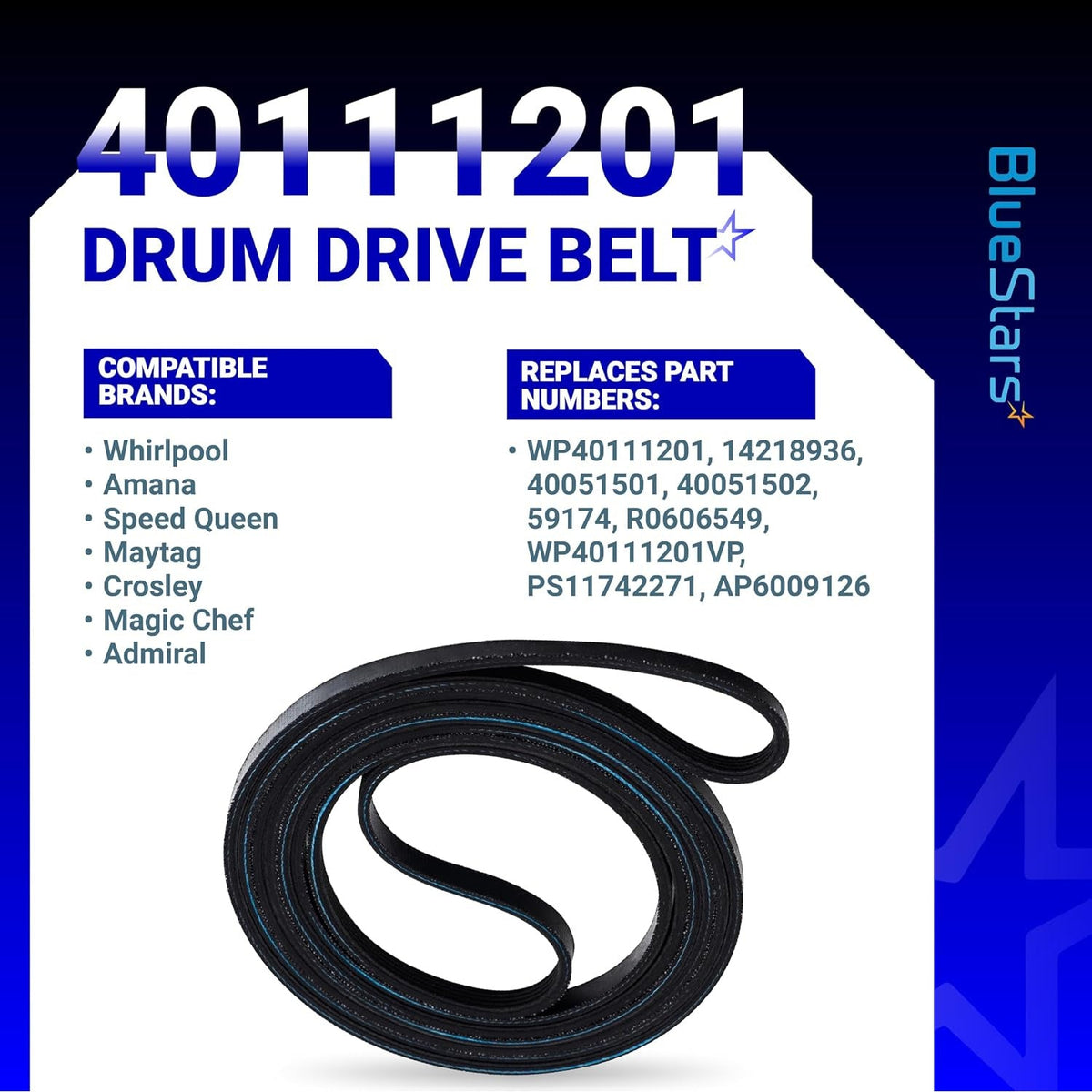 40111201 Dryer Drum Belt for Maytag Amana Admiral Whirlpool Speed Queen