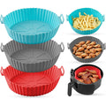 8" Air Fryer Silicone Liners for 3-5 QT Air Fryers, Reusable Basket - 3 Pack
