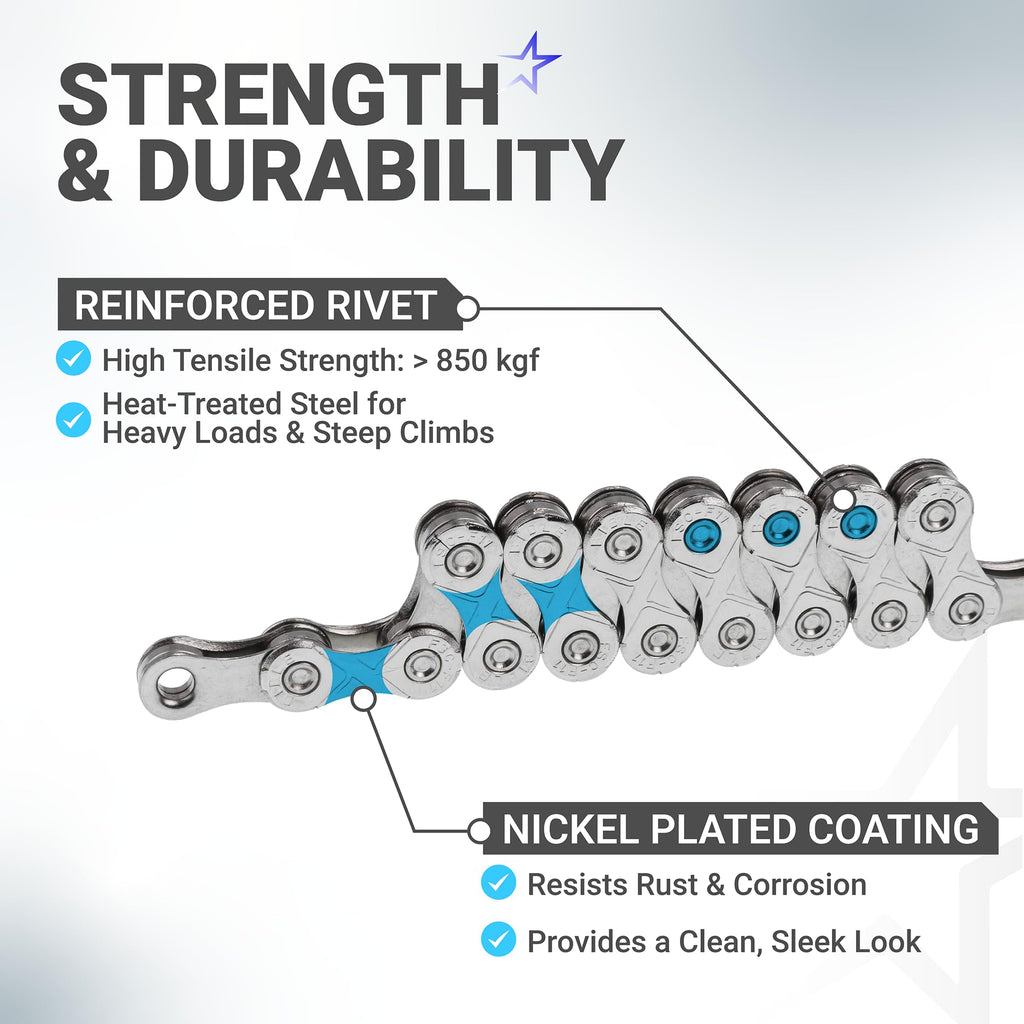 11-Speed Bike Chain, 1/2 x 11/128", 116 Links, Quick Link, Shimano SRAM Campagnolo