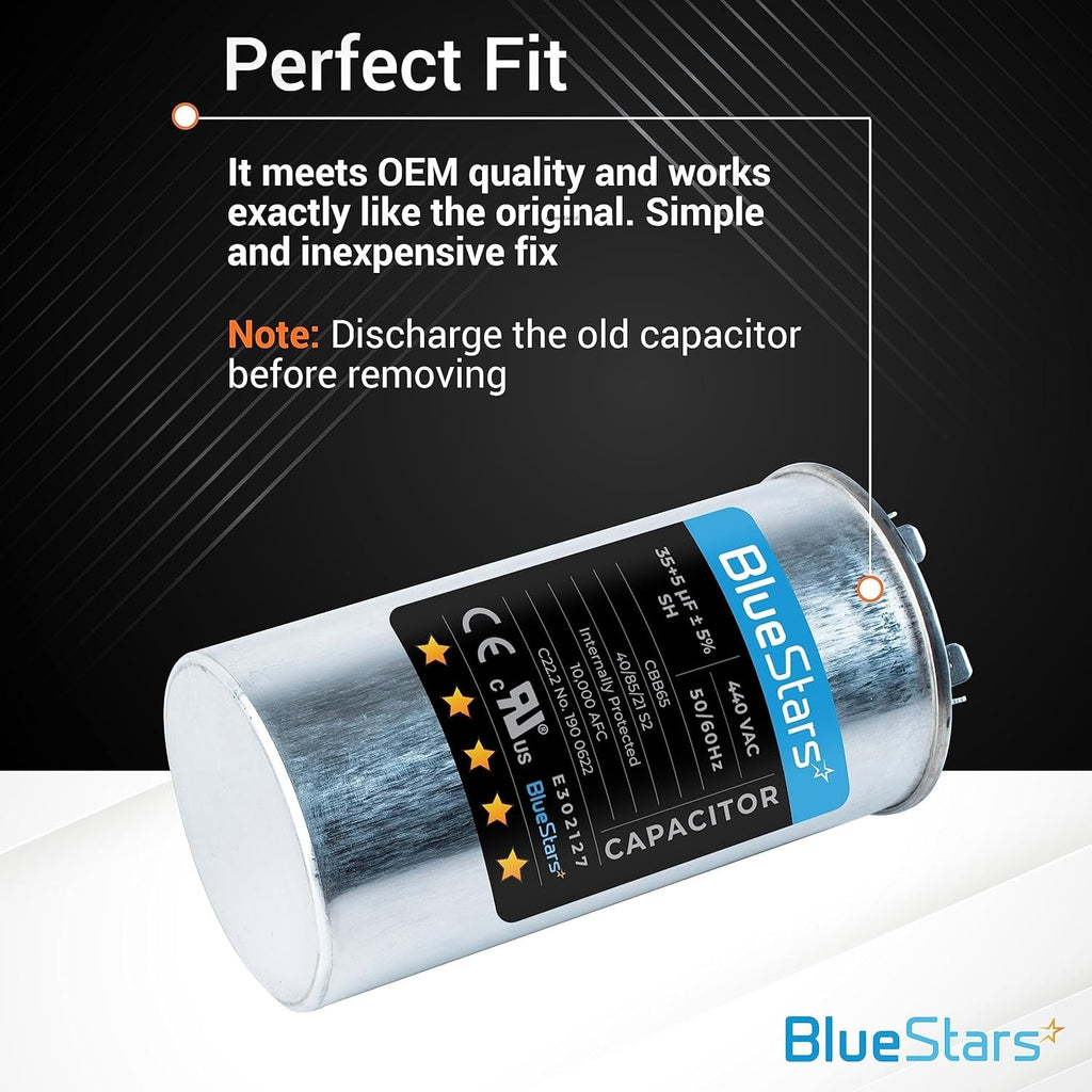 35+5 uF 370/440VAC Dual Run Capacitor - Replaces 97F9834 - 2 Pack