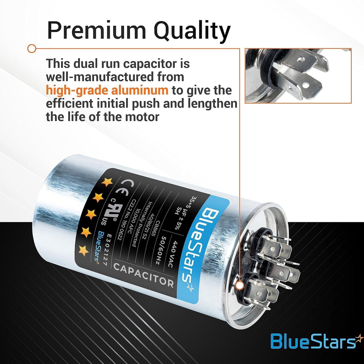 35+5 uF 370/440VAC Dual Run Capacitor - Replaces 97F9834 - 2 Pack