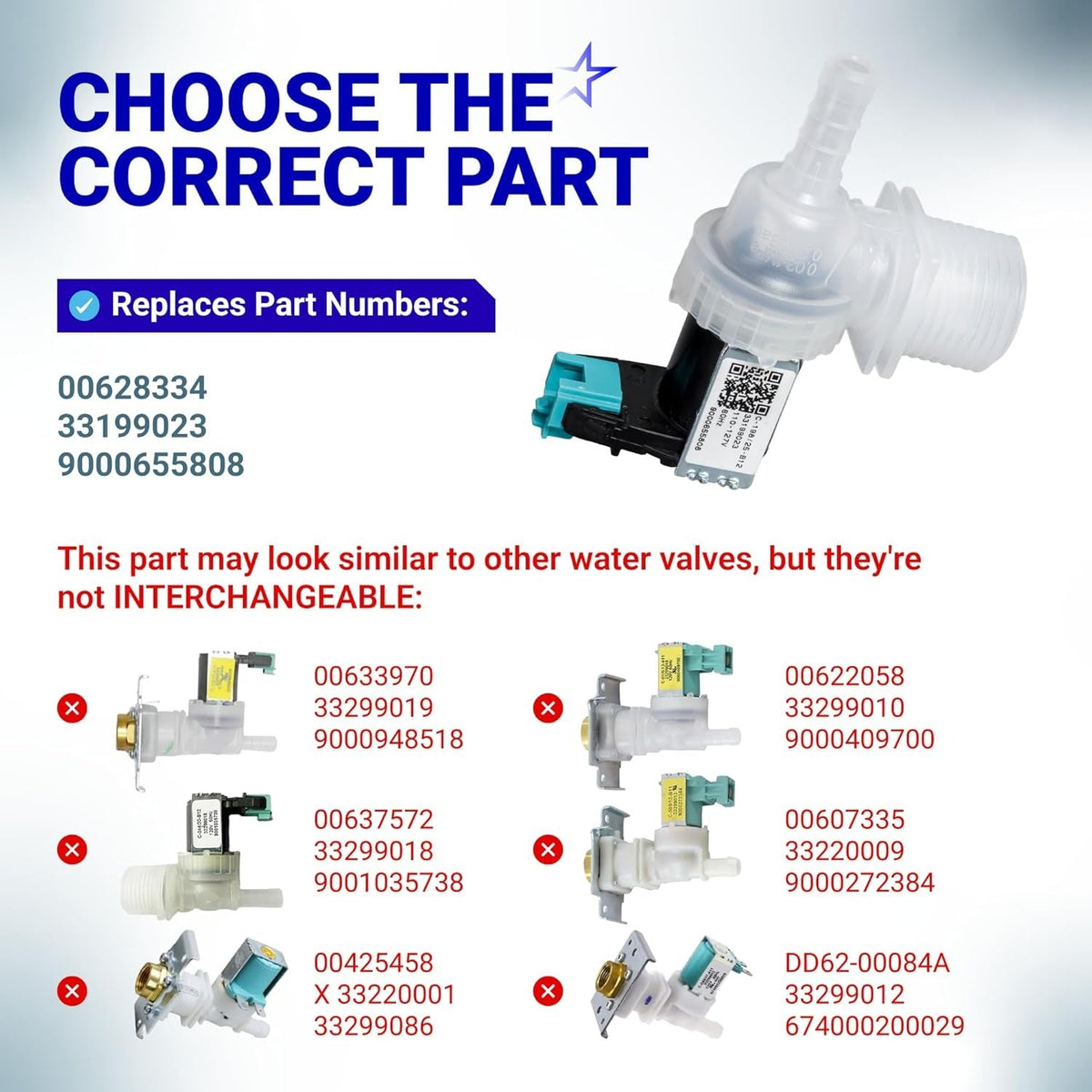 00628334 10023852 Dishwasher Water Inlet Valve, Bosch Thermador Gaggenau