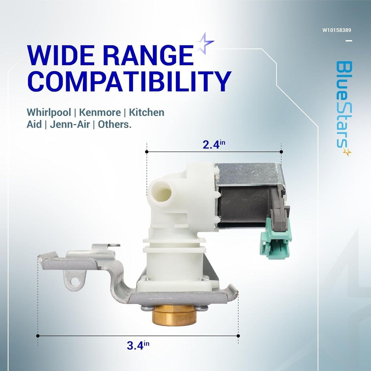 W10158389 Dishwasher Water Inlet Valve for Whirlpool Kenmore Dishwashers