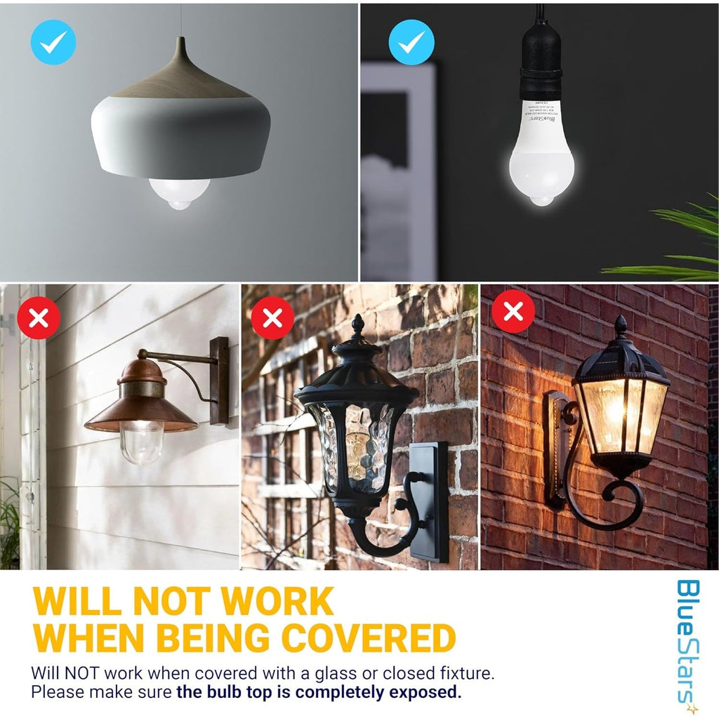12W E26 Motion Sensor LED Bulbs, 100W Equivalent, 5000K Daylight - 4 Pack