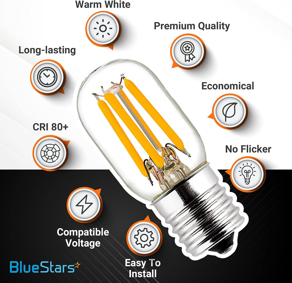 E17 T7 LED Bulbs 2W 120V 2700K 220LM 25W Equivalent for Appliances - 3 Pack