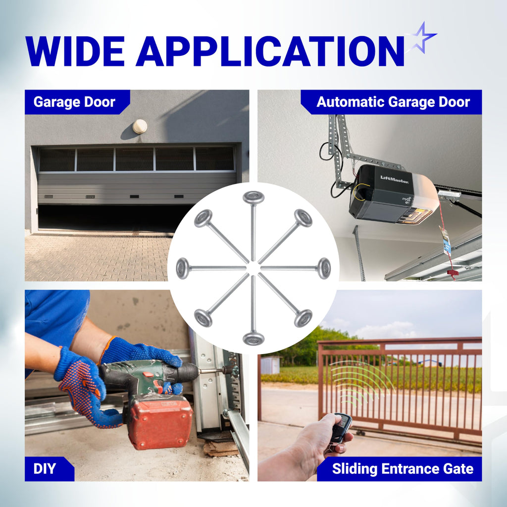 1.8" Steel Garage Door Rollers with 7" Stem for Standard 2" Track Doors - 2 Pack