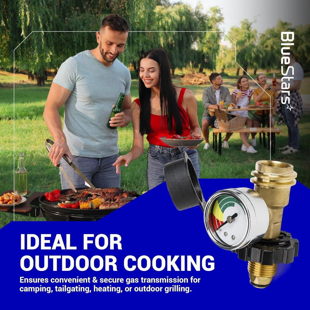 100 lb Propane Tank Adapter, POL to QCC1/Type 1, with Propane Gauge