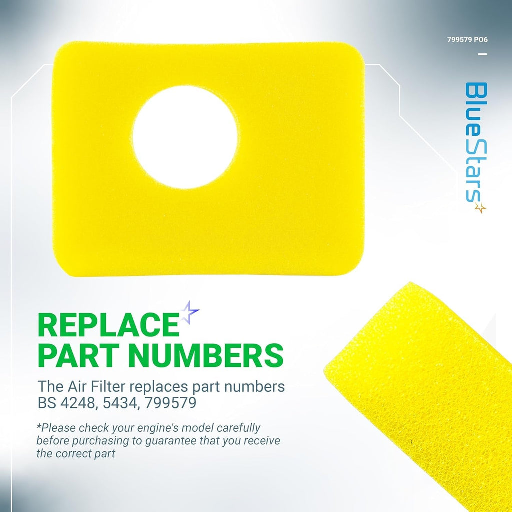 799579 Foam Air Filter - Fits B&S 09P602 09P702 550e 550ex - 6 Pack