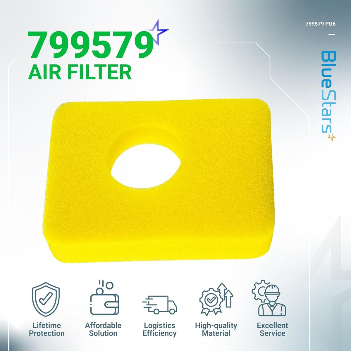 799579 Foam Air Filter - Fits B&S 09P602 09P702 550e 550ex - 6 Pack