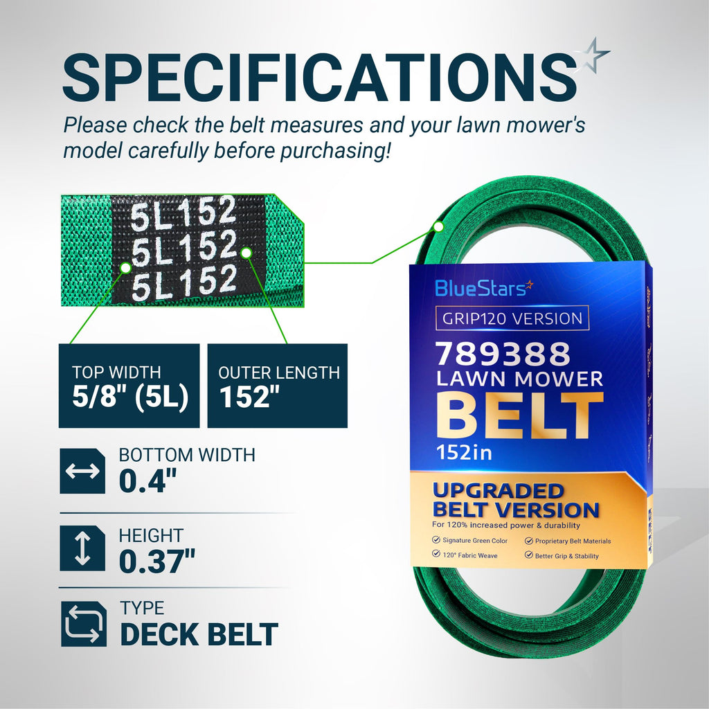 789388 Deck Belt - 52" Hustler Mini Z/Super Z/X-One, 54" FasTrak - 152" x 5/8"