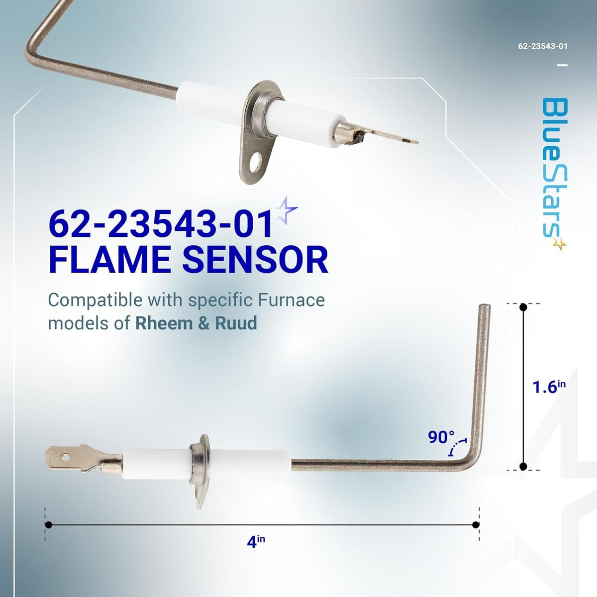 62-23543-01 Furnace Flame Sensor for Rheem Ruud WeatherKing - 4 Pack
