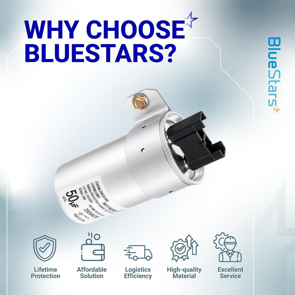 [NEW] BlueStars W11395618 W11162560 W10625046 Washing Machine Run Capacitor