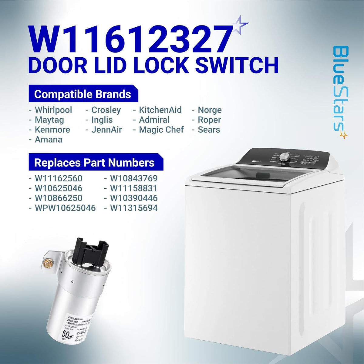[NEW] BlueStars W11395618 W11162560 W10625046 Washing Machine Run Capacitor