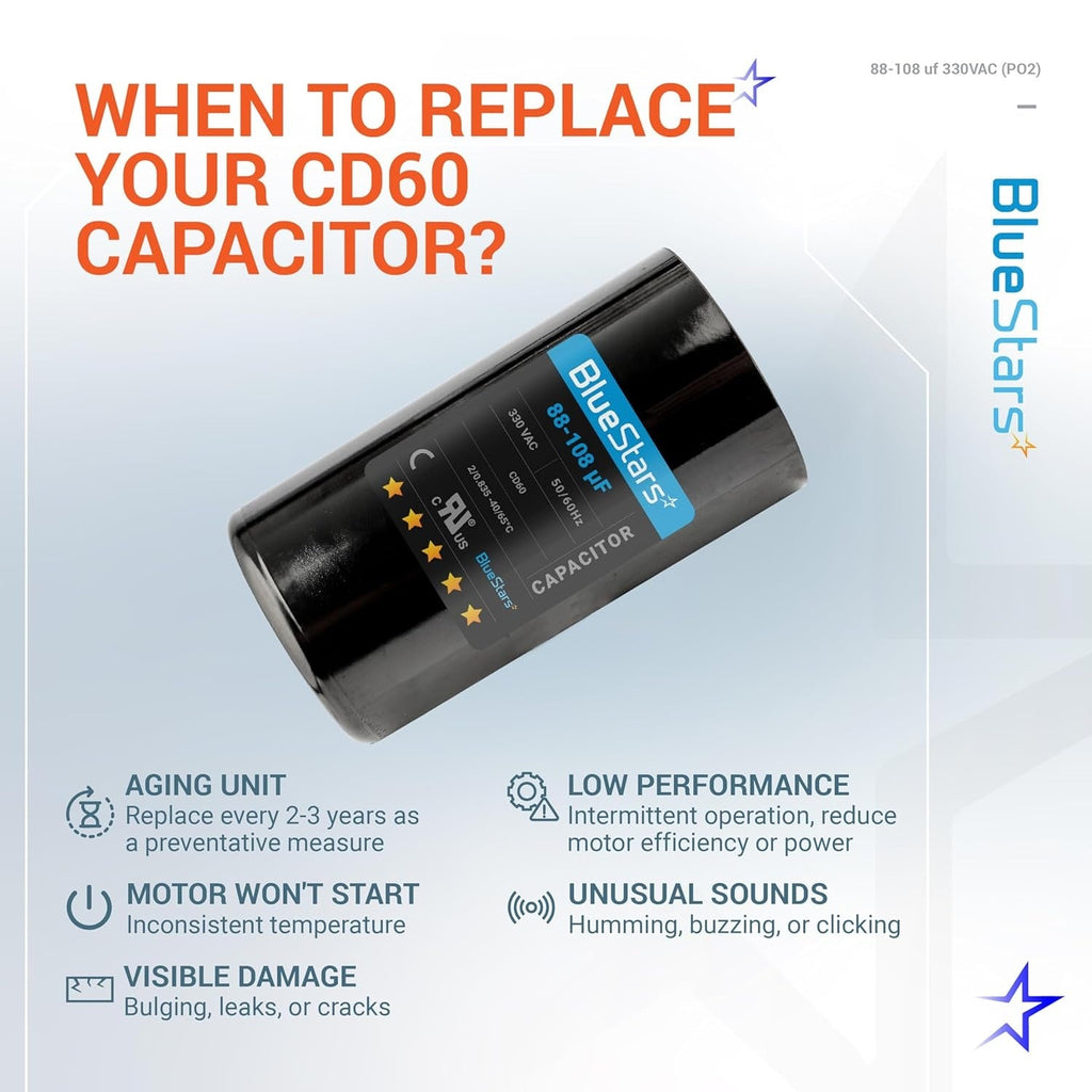 88-108 uF 330VAC CD60 Round Motor Start Capacitor for Pool & Well Pumps