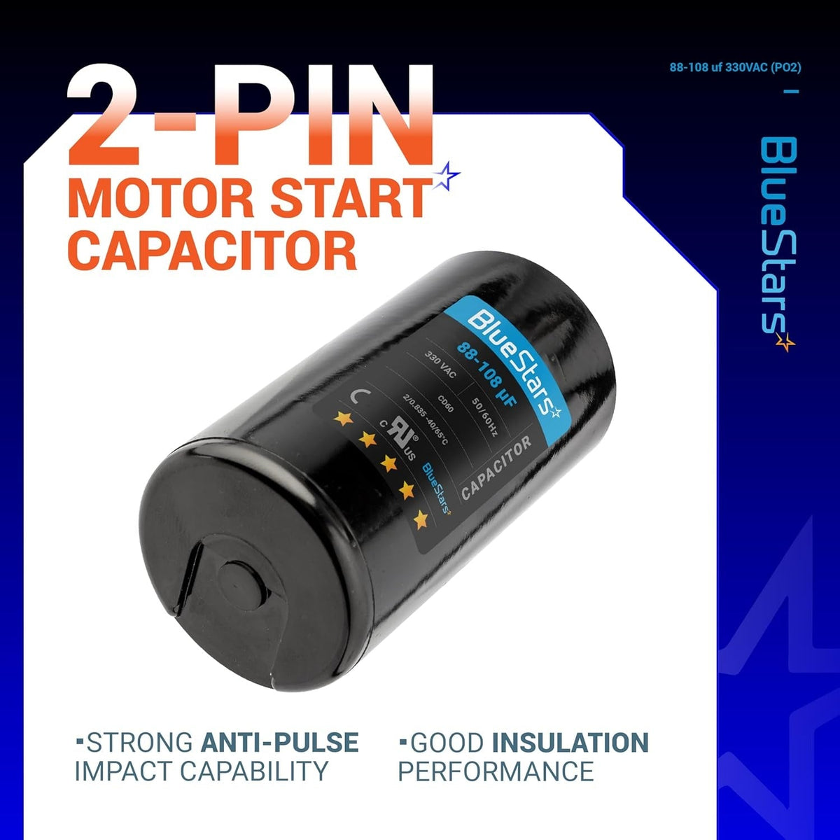 88-108 uF 330VAC CD60 Round Motor Start Capacitor for Pool & Well Pumps
