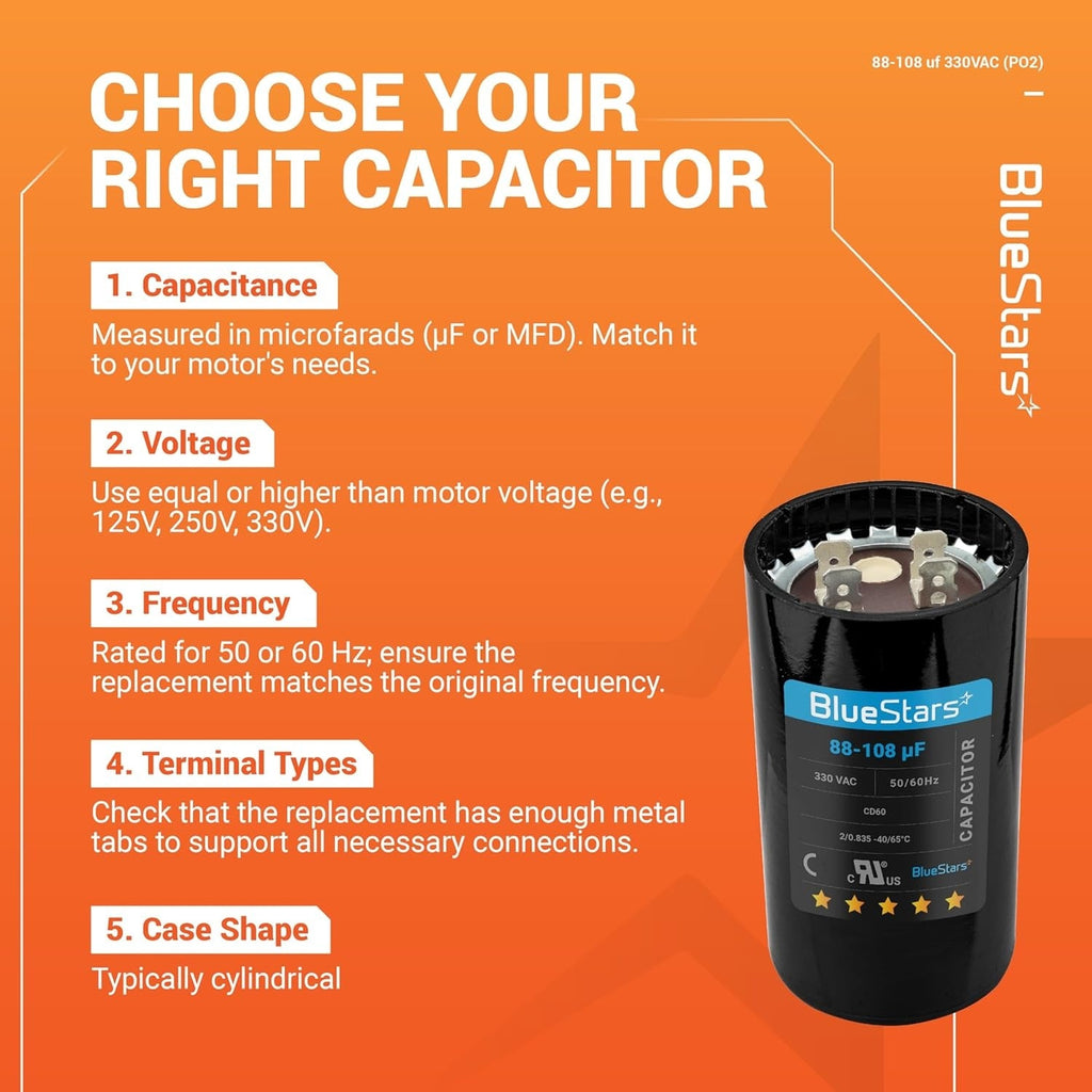 88-108 uF 330VAC CD60 Round Motor Start Capacitor for Pool & Well Pumps