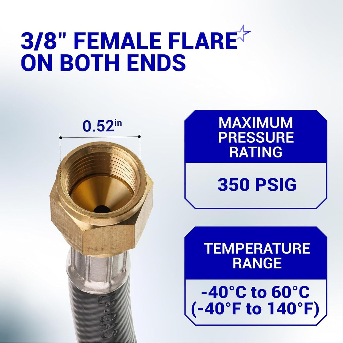 3 Feet RV Propane Hose Assembly, 3/8" Female Flare x 3/8" Female Flare, 59913