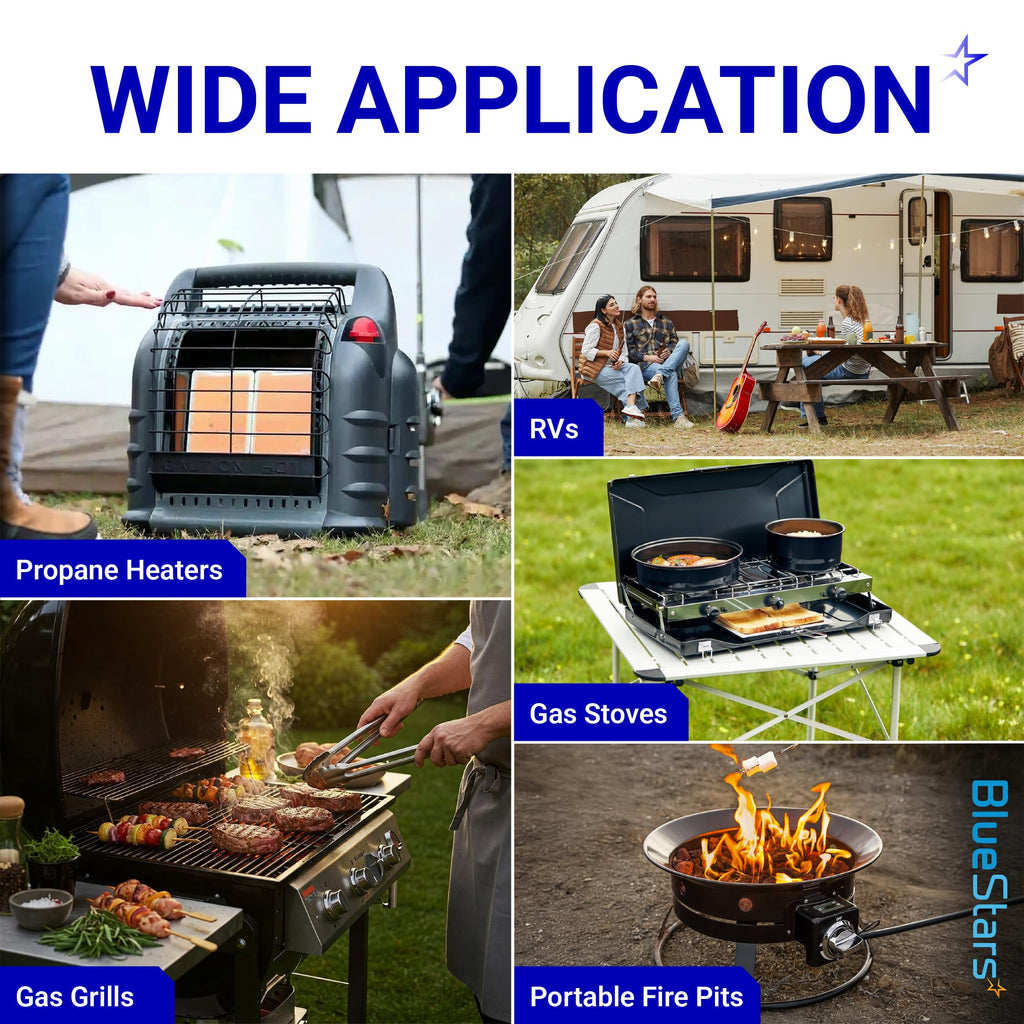 F273684 12 FT Propane Hose with 2-Stage Regulator for Mr. Heater Big Buddy, RV, Grill