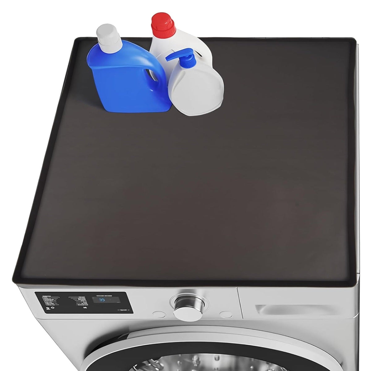 23.6" x 23.6" Silicone Washer Dryer Top Mat, Waterproof, Dustproof, Black