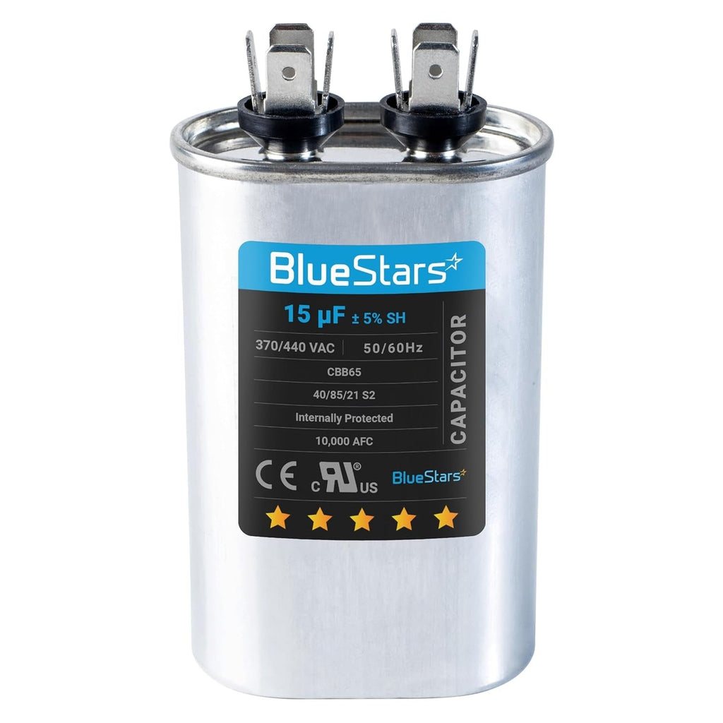 15 uF 370/440VAC CBB65 Oval Run Capacitor - Replaces TRCF15