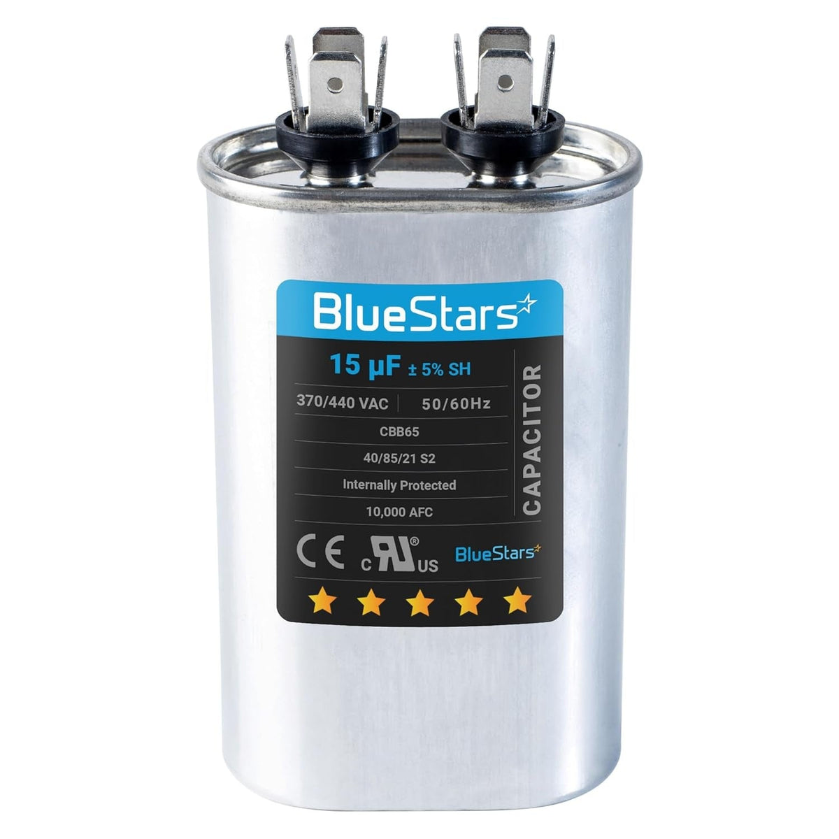 15 uF 370/440VAC CBB65 Oval Run Capacitor - Replaces TRCF15