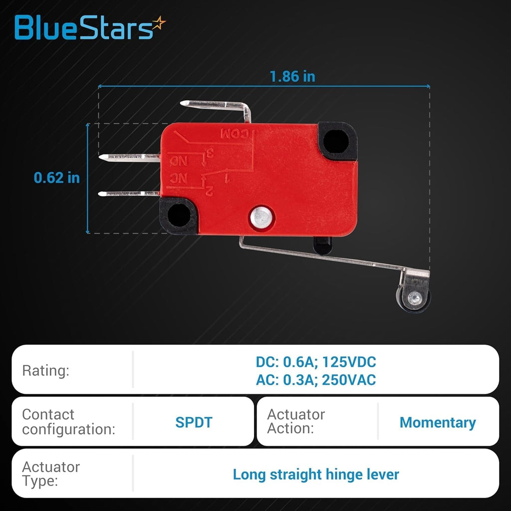V-156-1C25 Micro Limit Switch Blade Momentary - 250VAC/125VDC 15A - 10 Pack