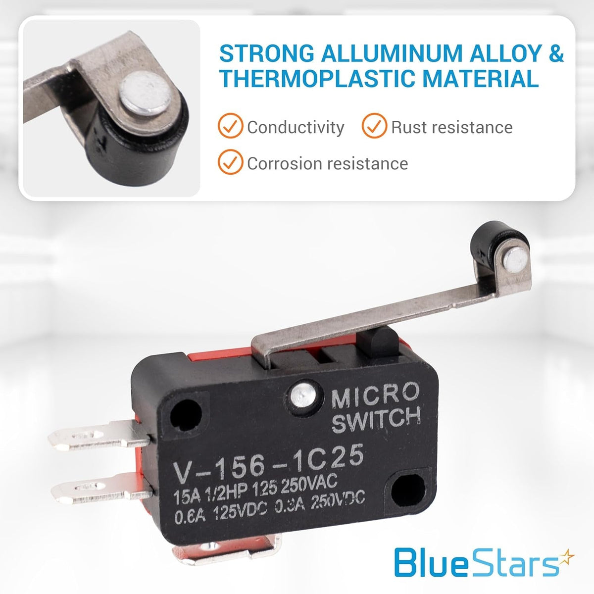 V-156-1C25 Micro Limit Switch Blade Momentary - 250VAC/125VDC 15A - 10 Pack