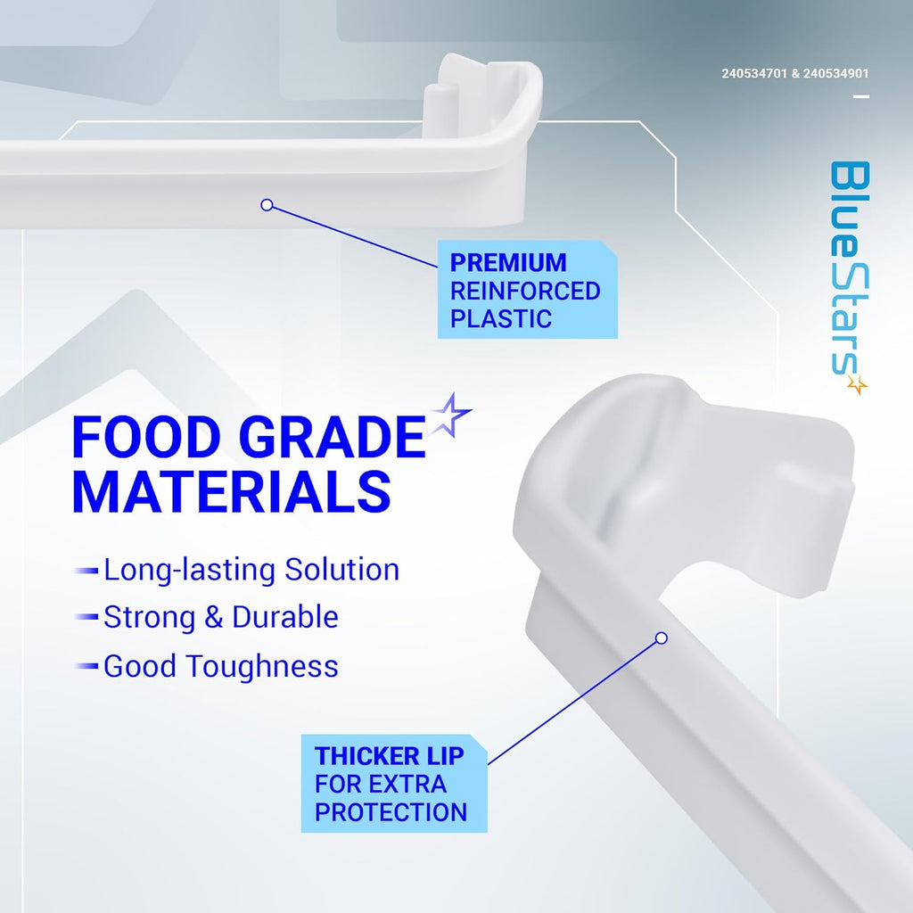 240534701 Middle & 2x 240534901 Top/Bottom Refrigerator Door Shelf Rails for Frigidaire Kenmore