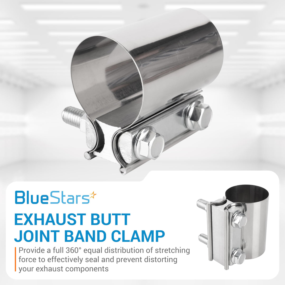 2" Exhaust Clamp Butt Joint Band Clamp - 2 Pack