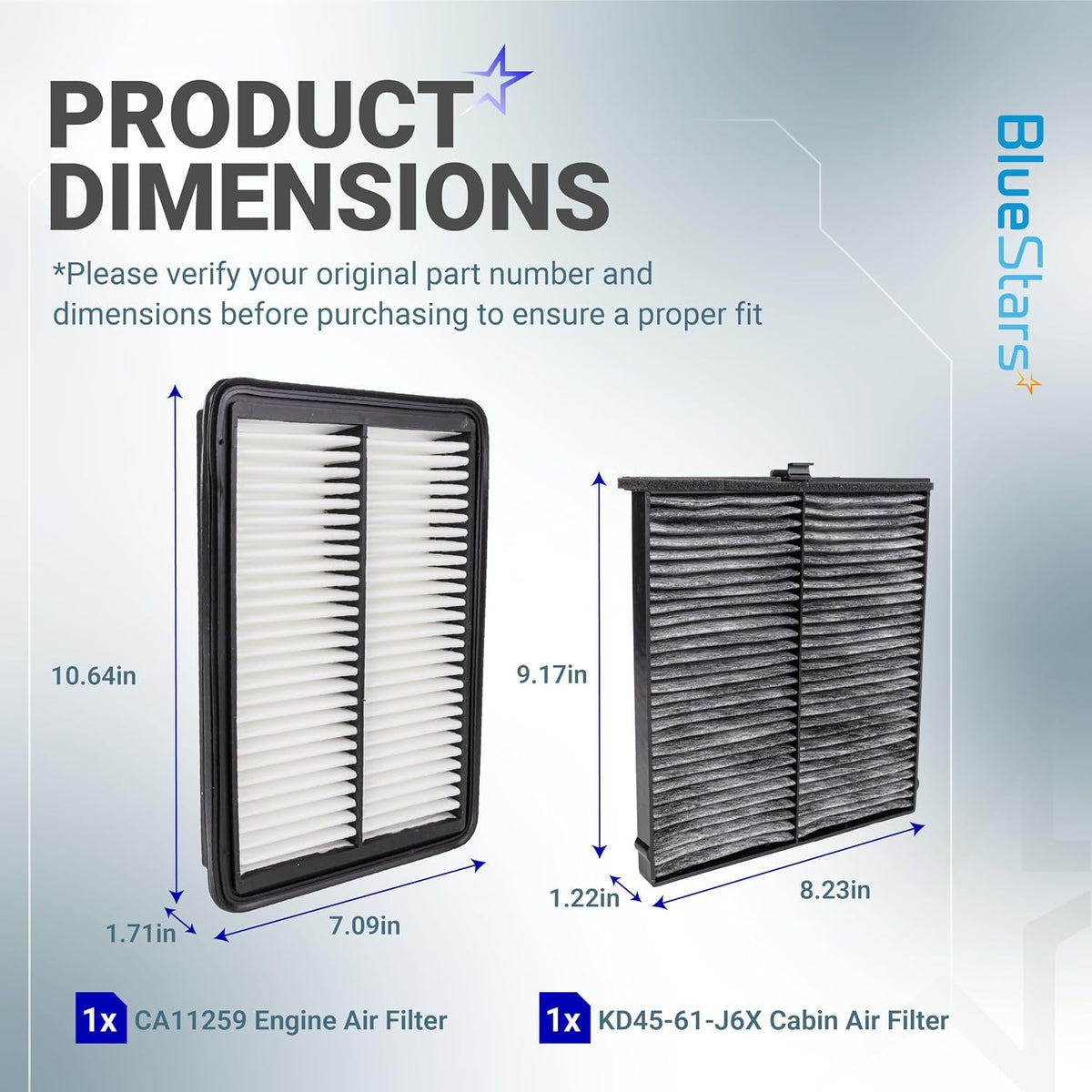 CA11259 Engine & KD45-61-J6X Cabin Air Filter Kit - Mazda 3 2014–2018, Mazda 6 2014–2021, CX-5 2013–2025