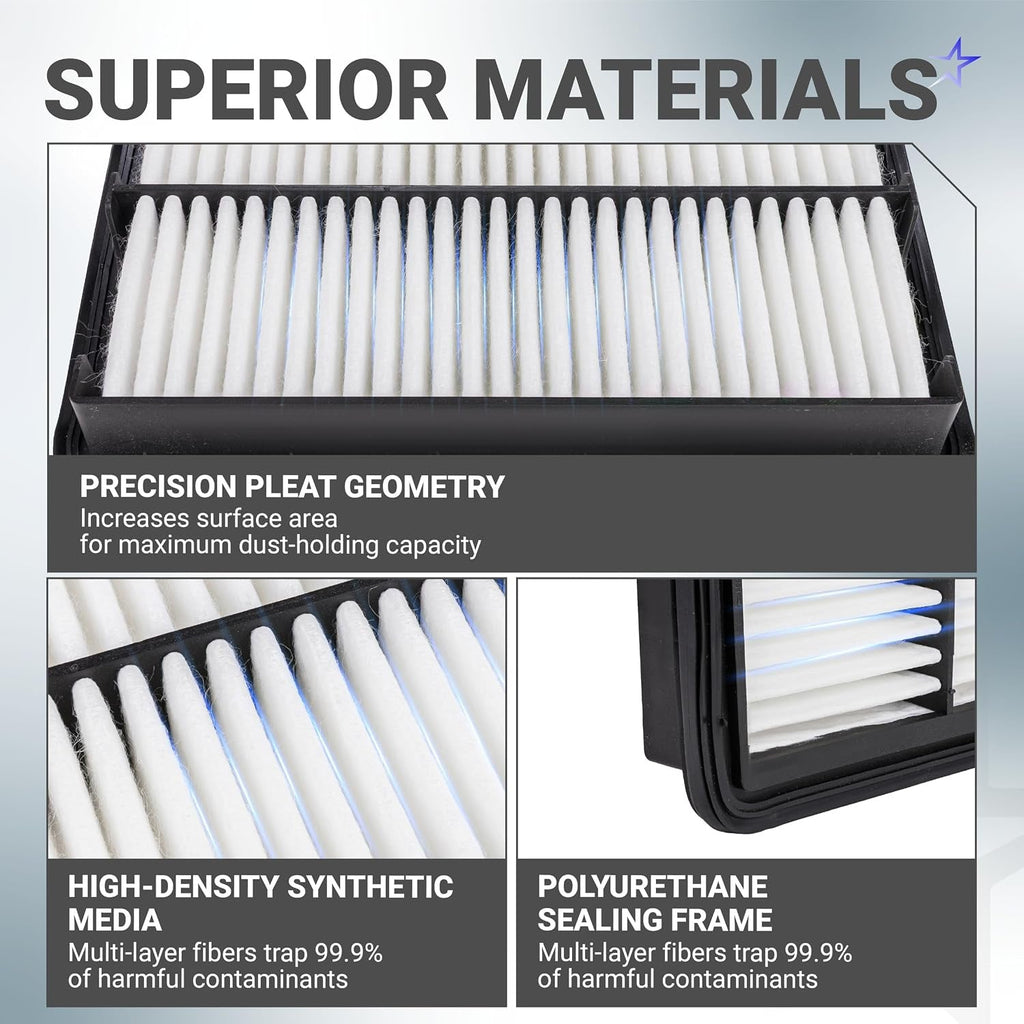 CA11259 Engine & KD45-61-J6X Cabin Air Filter Kit - Mazda 3 2014–2018, Mazda 6 2014–2021, CX-5 2013–2025