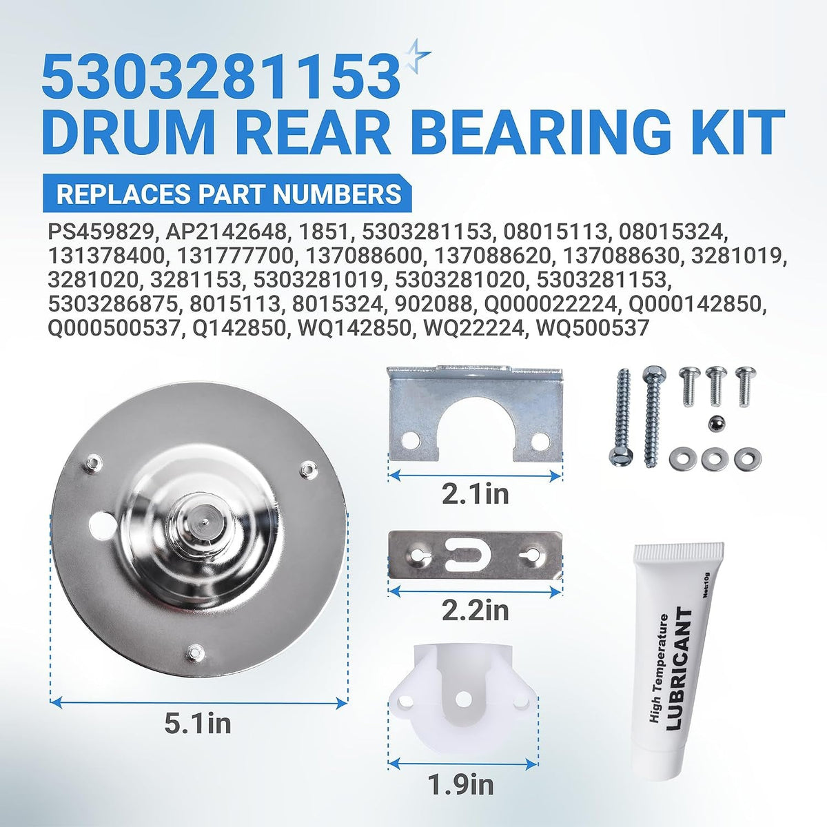 5303281153 Dryer Rear Drum Bearing Kit - For Kenmore Frigidaire Dryers