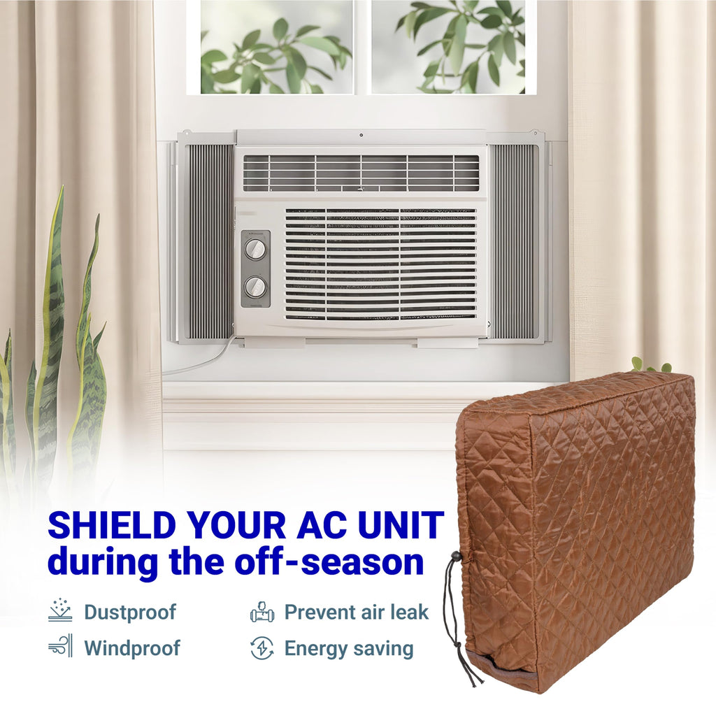 Indoor Window AC Cover with Velcro, Winter Cover, 21" x 15" x 3.5", Brown