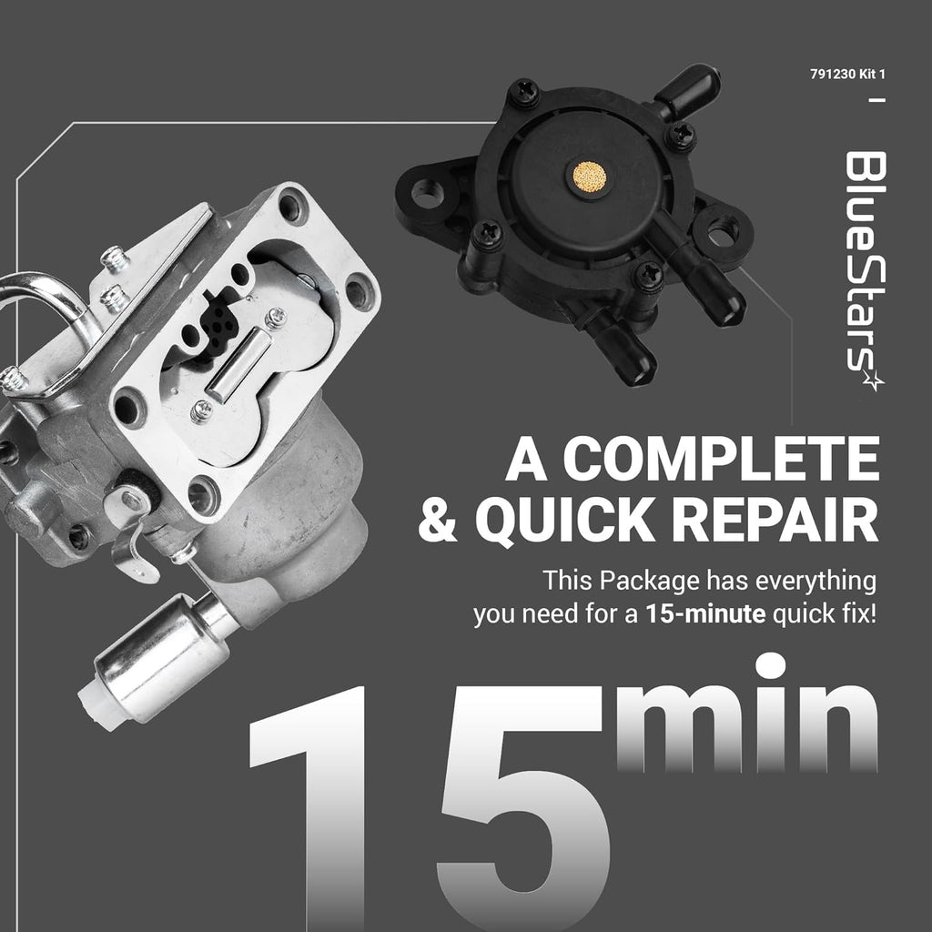 791230 Carburetor Kit for B&S 445677 405777, J-Deere LA120 LA130 - Replaces 799230 699709