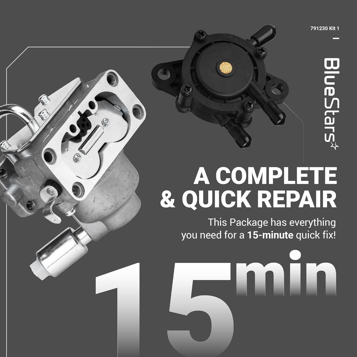 791230 Carburetor Kit for B&S 445677 405777, J-Deere LA120 LA130 - Replaces 799230 699709
