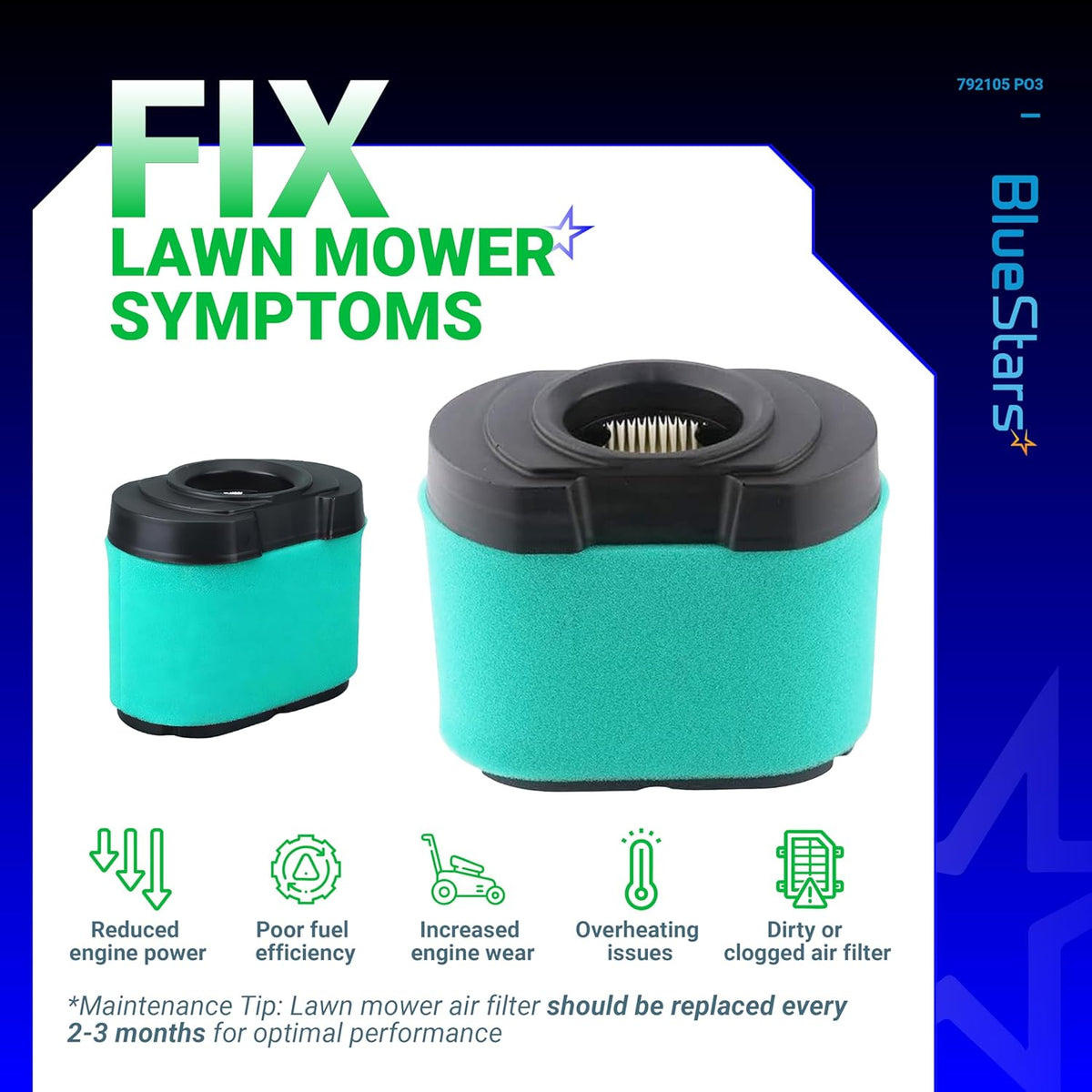 792105 Air Filter for 593435 593240 407777 40G777 40H777 John Deere Z425 Z245 - 3 Pack