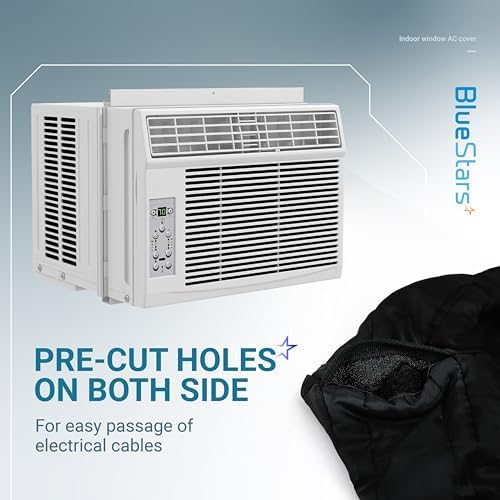 Indoor Window AC Cover with Velcro Sides, 17" x 13" x 3.5", Black