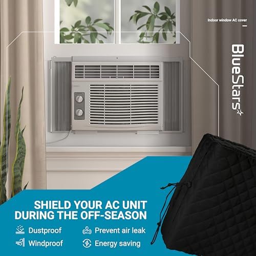 Indoor Window AC Cover with Velcro Sides, 17" x 13" x 3.5", Black
