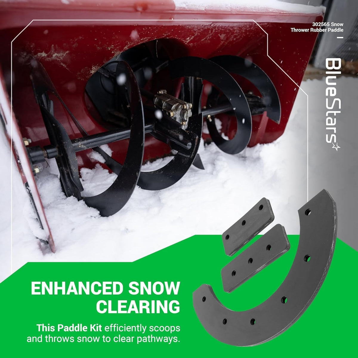 302565MA Snow Blower Rubber Paddle Set with Hardware - Craftsman Murray Noma Snapper 20"-22" Single-Stage