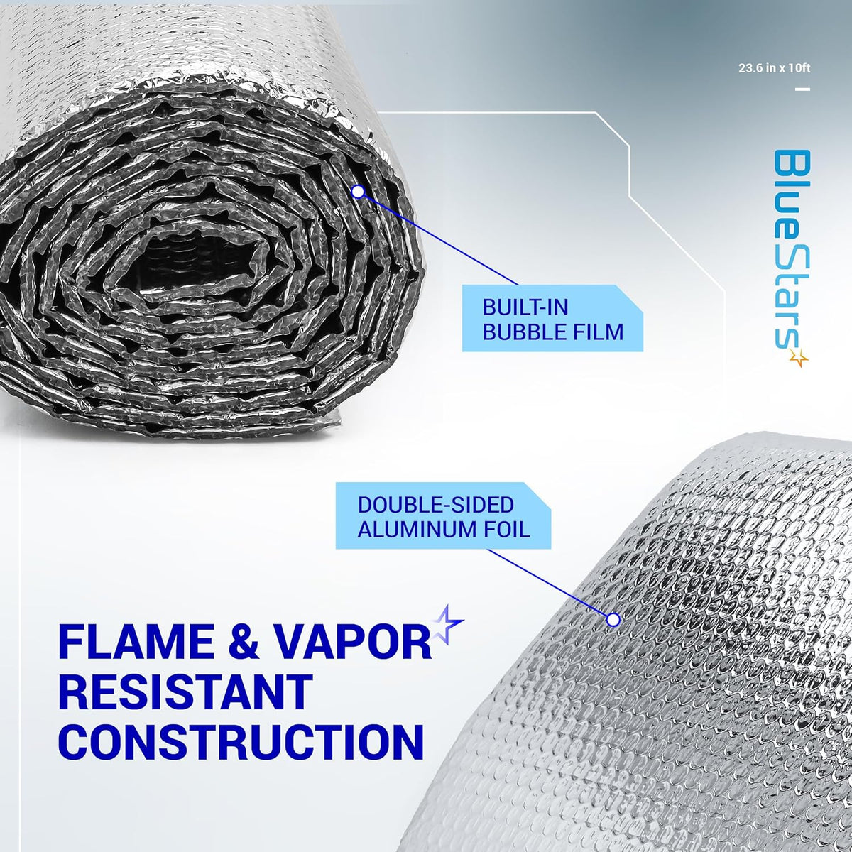 6mm Bubble Reflective Aluminum Foil Sheet (23.6" x 10FT)