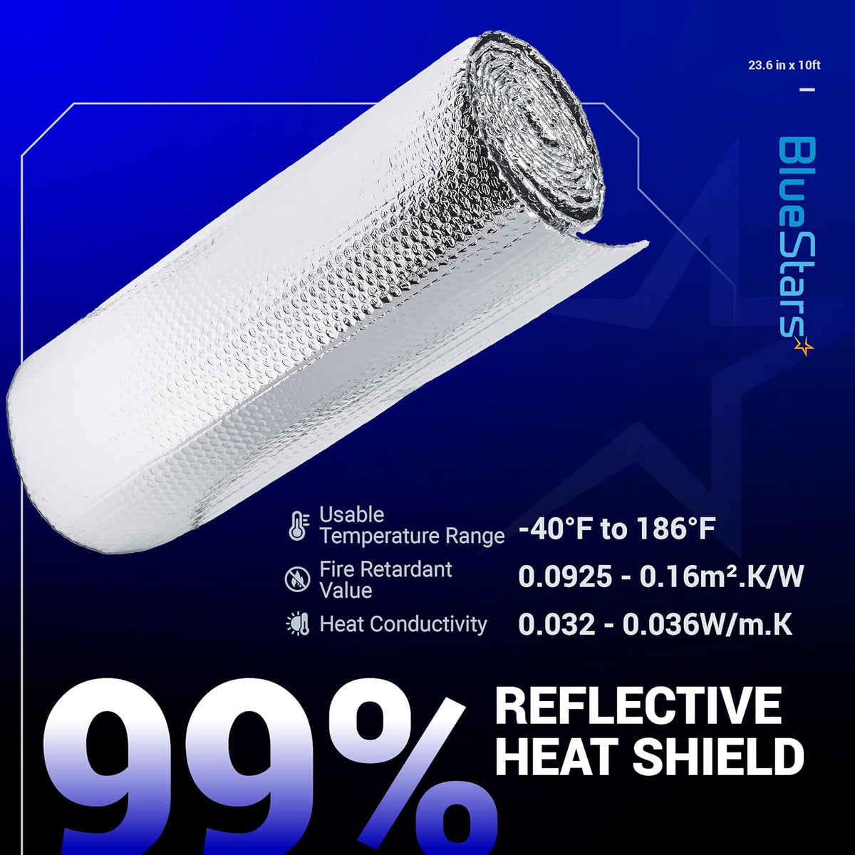 6mm Bubble Reflective Aluminum Foil Sheet (23.6" x 10FT)