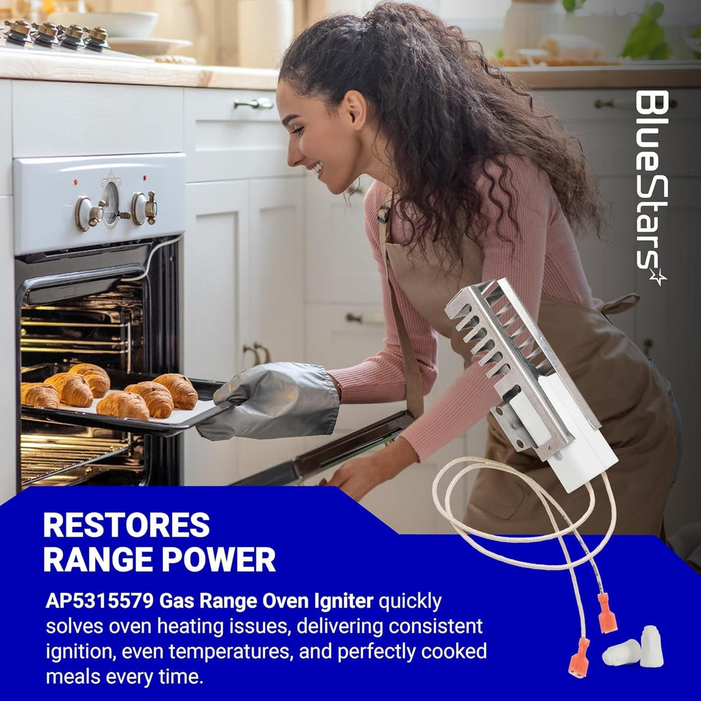 AP5315579 Gas Range Oven Igniter for Viking Range Ovens - 2 Igniters, 4 Ceramic Nuts