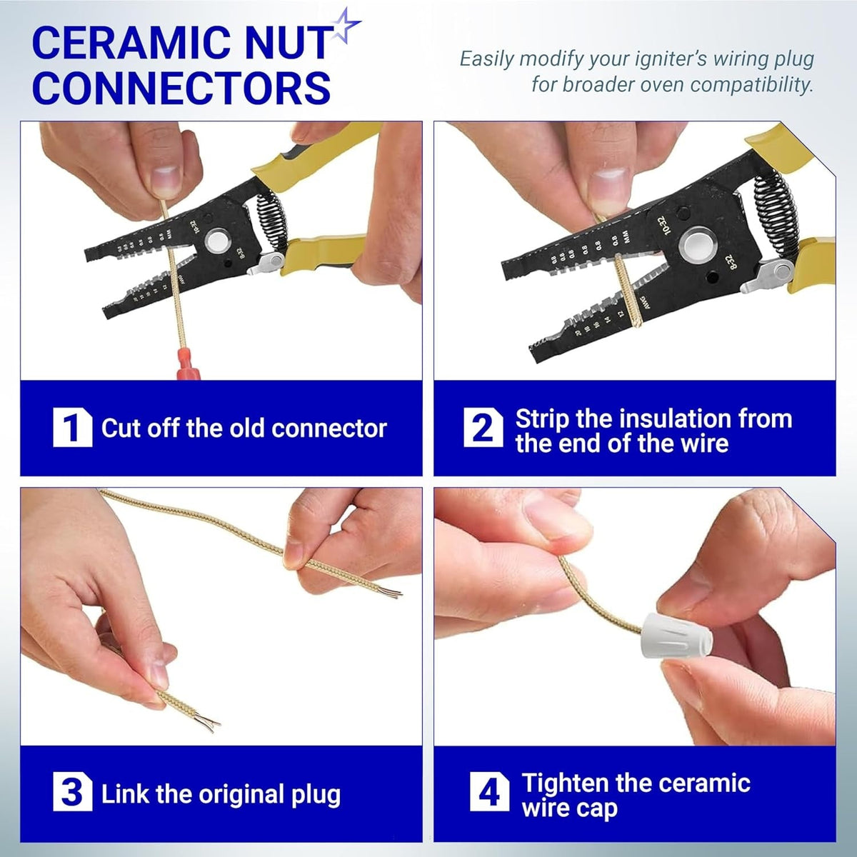 AP5315579 Gas Range Oven Igniter for Viking Range Ovens - 2 Igniters, 4 Ceramic Nuts